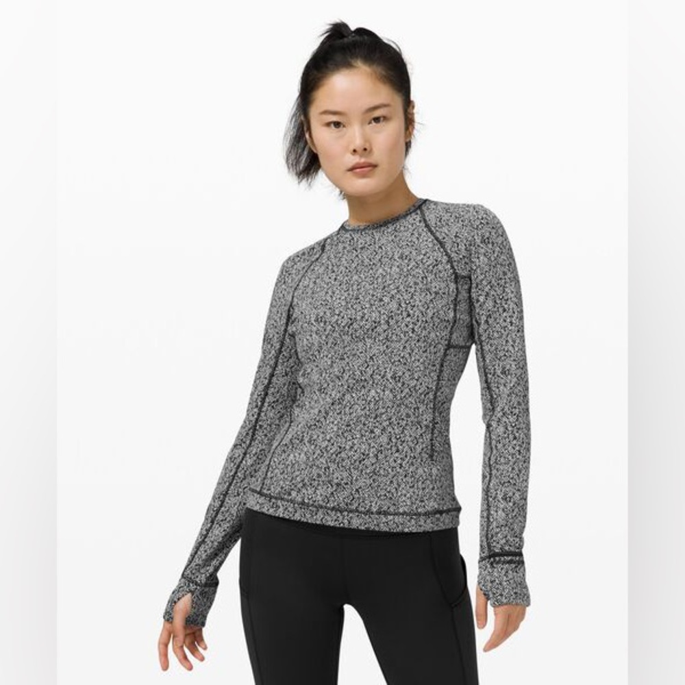 Lululemon Runderful Long Sleeve in Herringbone Black White (Women’s 2, XS)